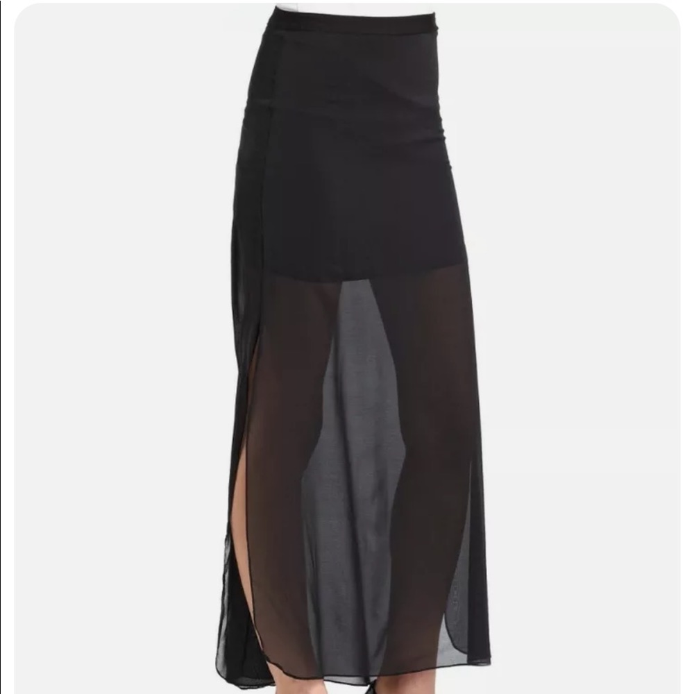 Sheer Black Maxi Robert Rodriguez skirt size 2 with side slits